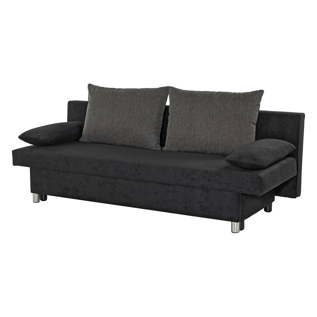 Schlafsofa  grauschwarz Microfaser B/H/T: ca. 191x82x80 cm