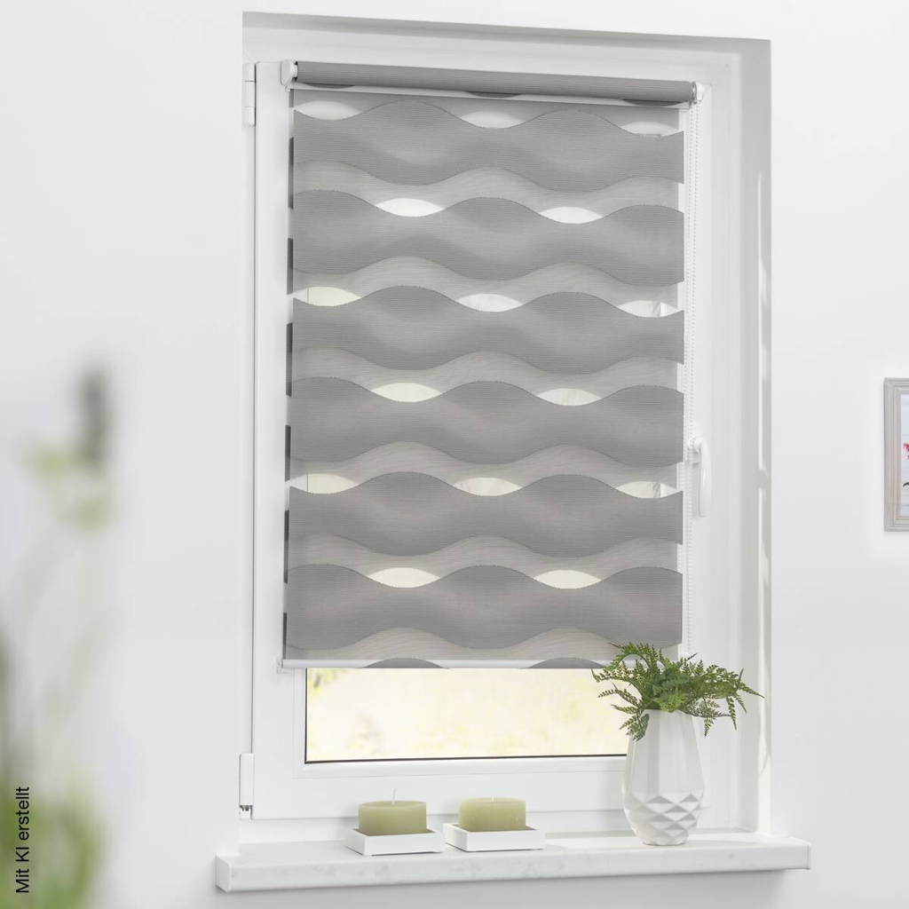 LICHTBLICK Doppelrollo Duo Welle grau B/L: ca. 70x150 cm