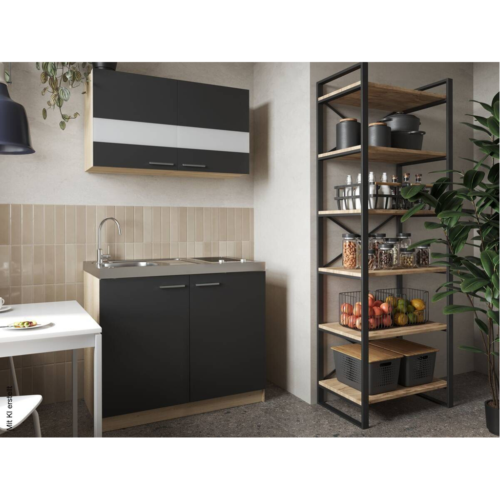Anbauküchen-Set Merle schwarz B/H/T: ca. 100x200x60 cm