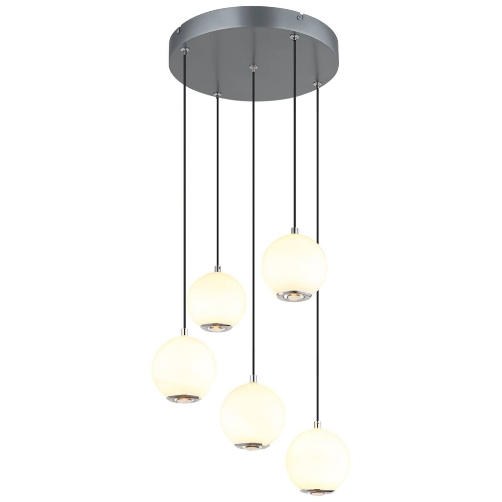 GLOBO Pendelleuchte Opal grau Metall Glas H/D: ca. 150x39 cm 1 Brennstellen