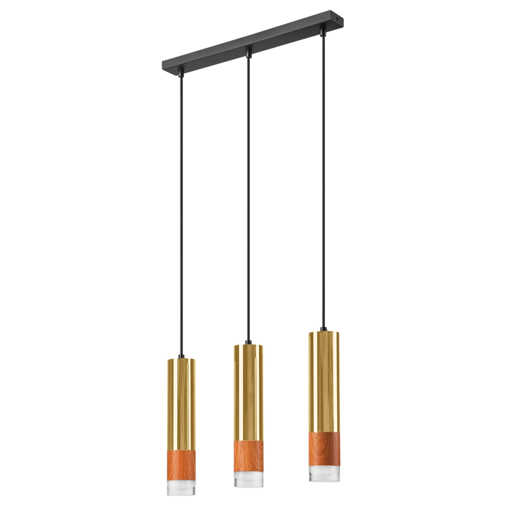 Lamkur Pendelleuchte gold Stahl Glas B/H/L: ca. 8x95x45 cm GU10 3 Brennstellen