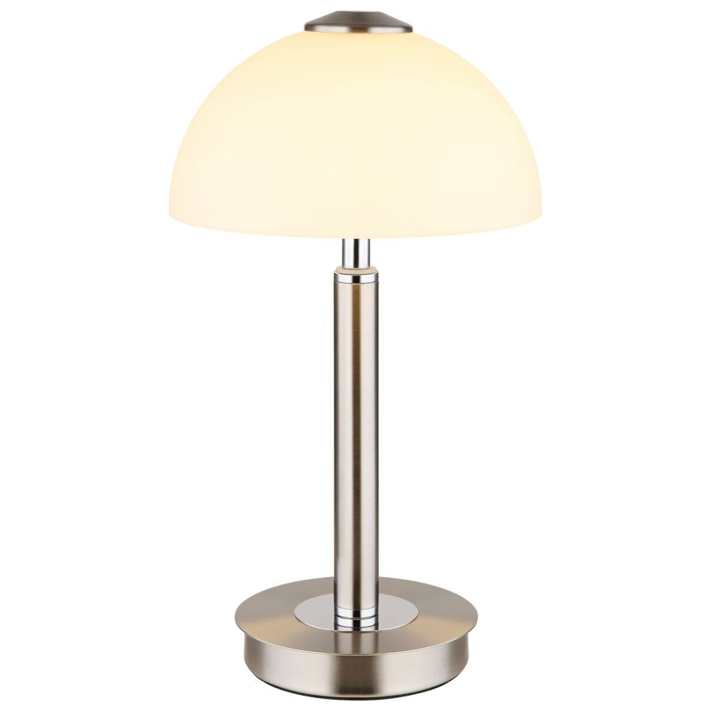 GLOBO LED-Tischleuchte Chrom Opal nickel Metall Glas H/D: ca. 31,5x18 cm 1 Brennstellen