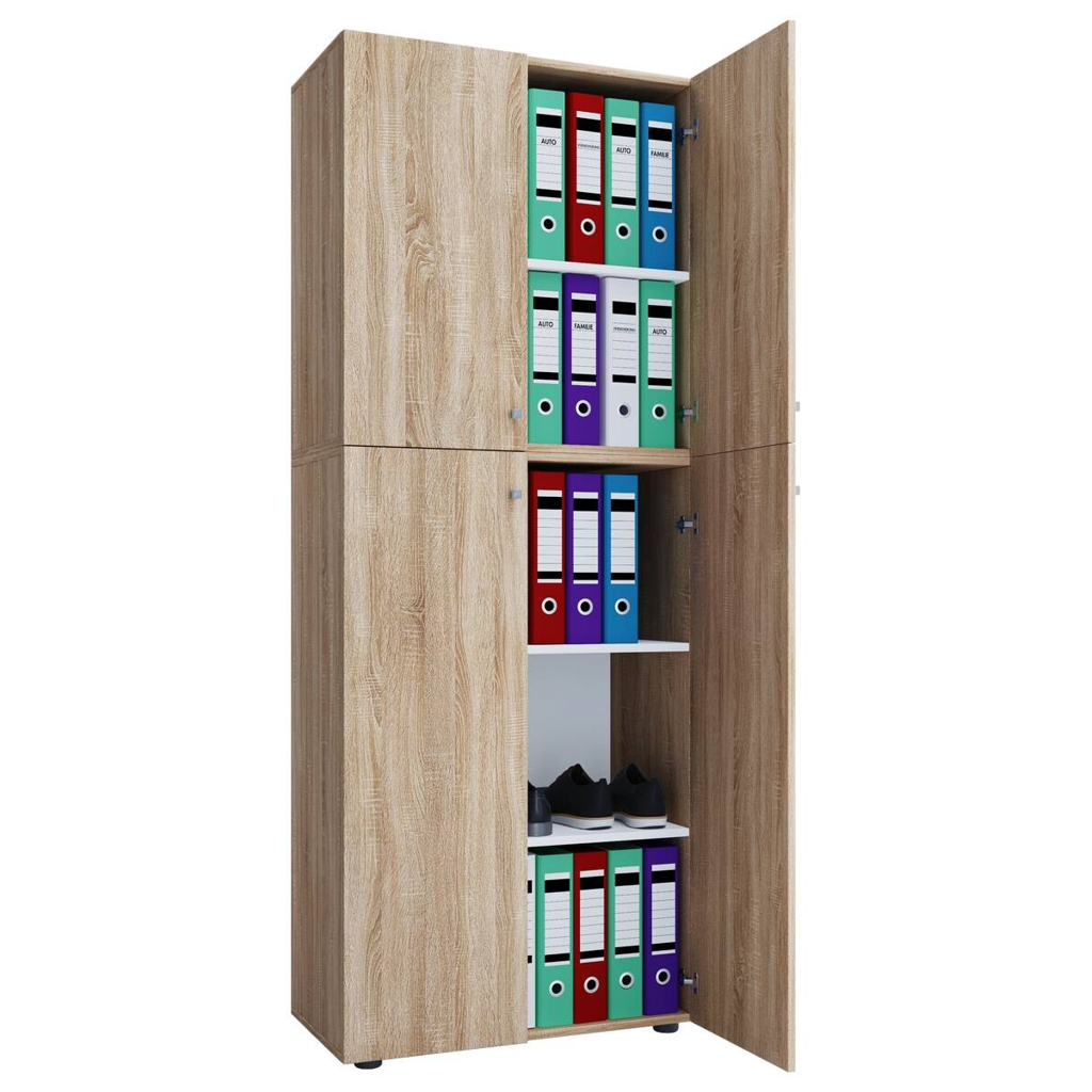 Büroschrank Lona XXL Eiche Sonoma Nachbildung weiß B/H/T: ca. 70x183x39 cm