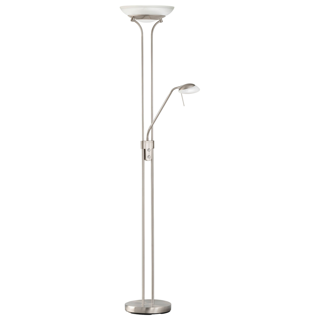 Fischer & Honsel Stehlampe 40075 nickel matt weiß Metall Glas H/D: ca. 182x32 cm 1 Brennstellen