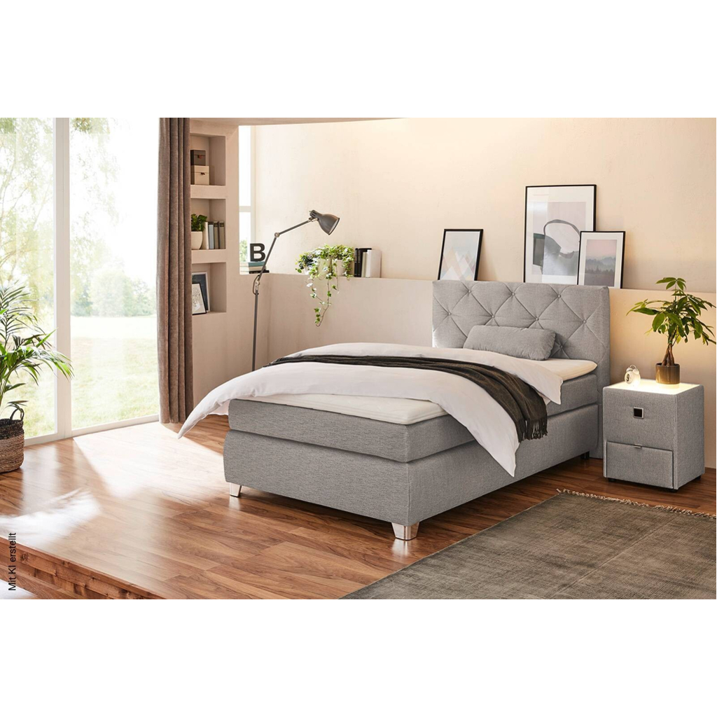 Boxspringbett beige Flachgewebe Liegefläche B/L: ca. 120x200 cm