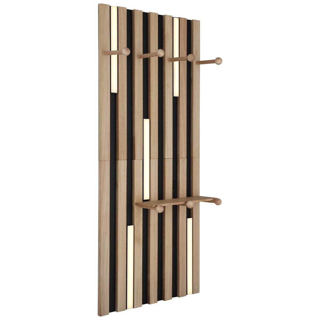 GLOBO Wandleuchte weiß braun mattschwarz Kunststoff Metall Holz B/H: ca. 50x110 cm 1 Brennstellen