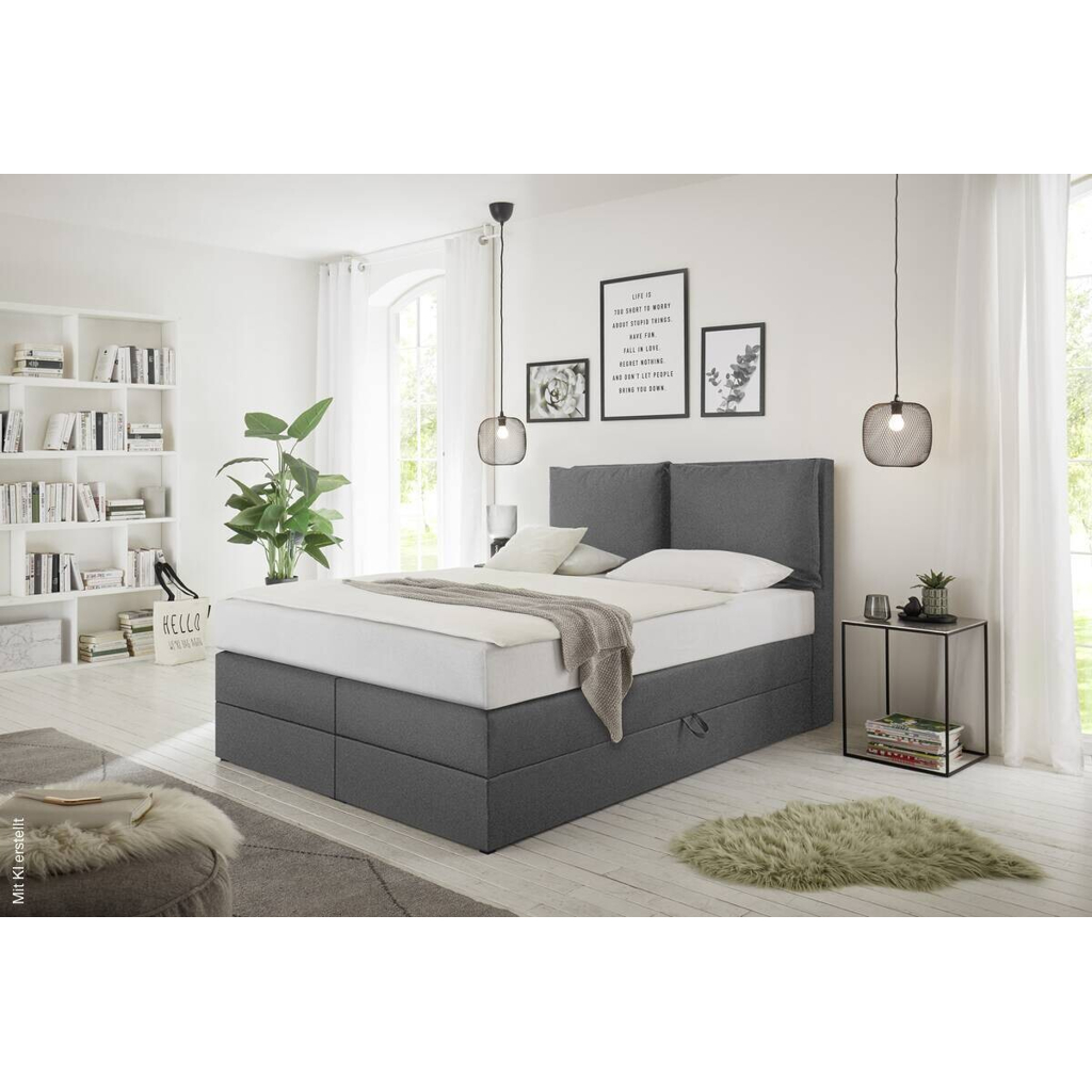 Boxspringbett Lissy graubraun Liegefläche B/L: ca. 140x200 cm