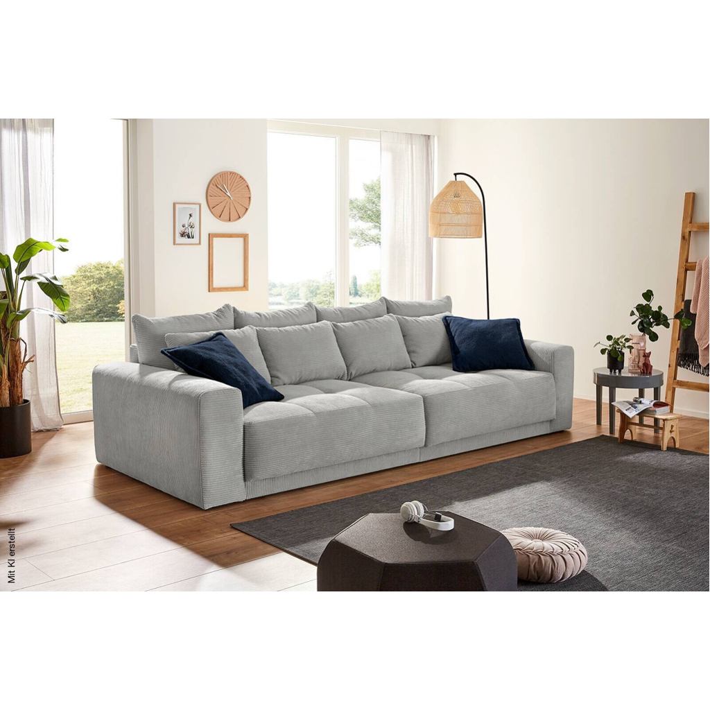 Big Sofa hellgrau Microfaser B/H/T: ca. 298x80x135 cm