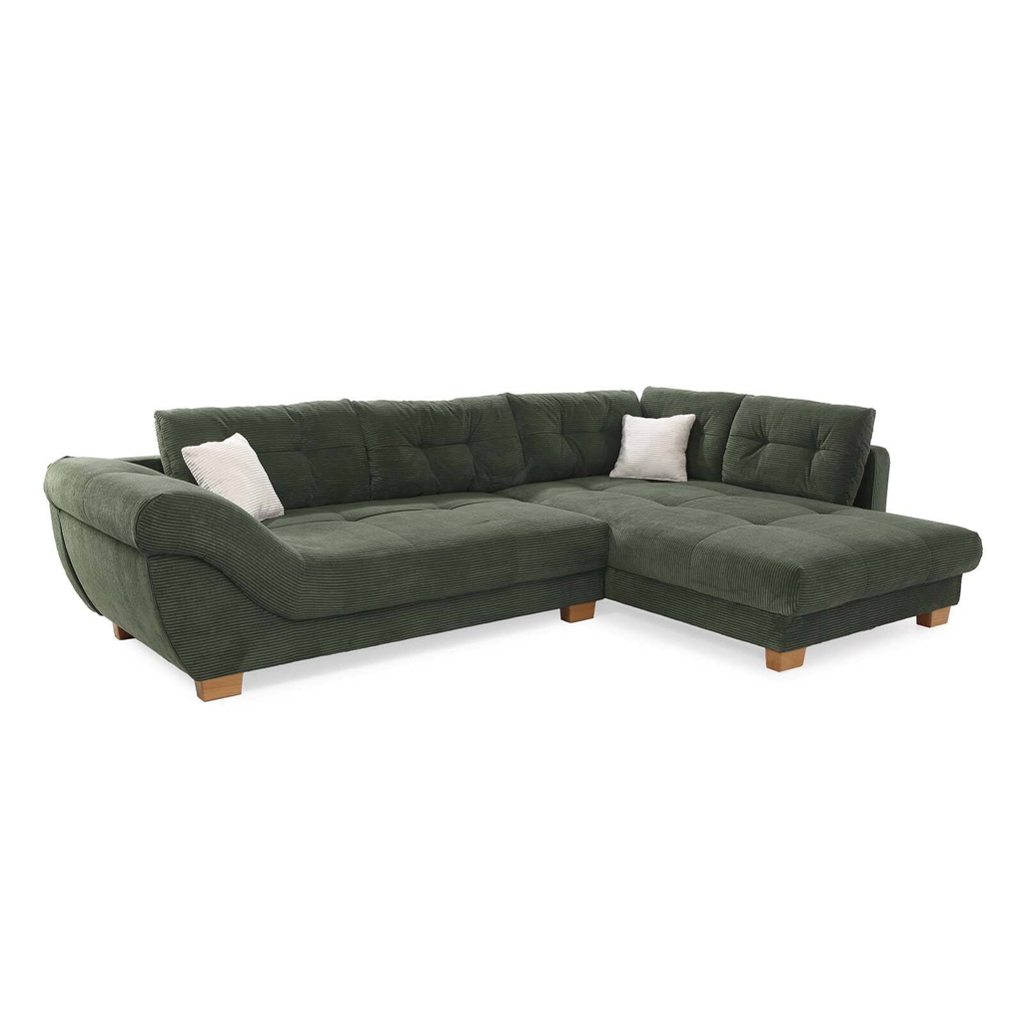 Ecksofa grün Microfaser B/H/T: ca. 346x90x221 cm