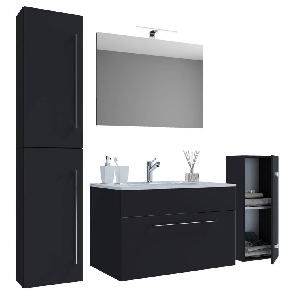 Waschplatz 5tlg-Badinos schwarz B/H/T: ca. 80x50x46 cm