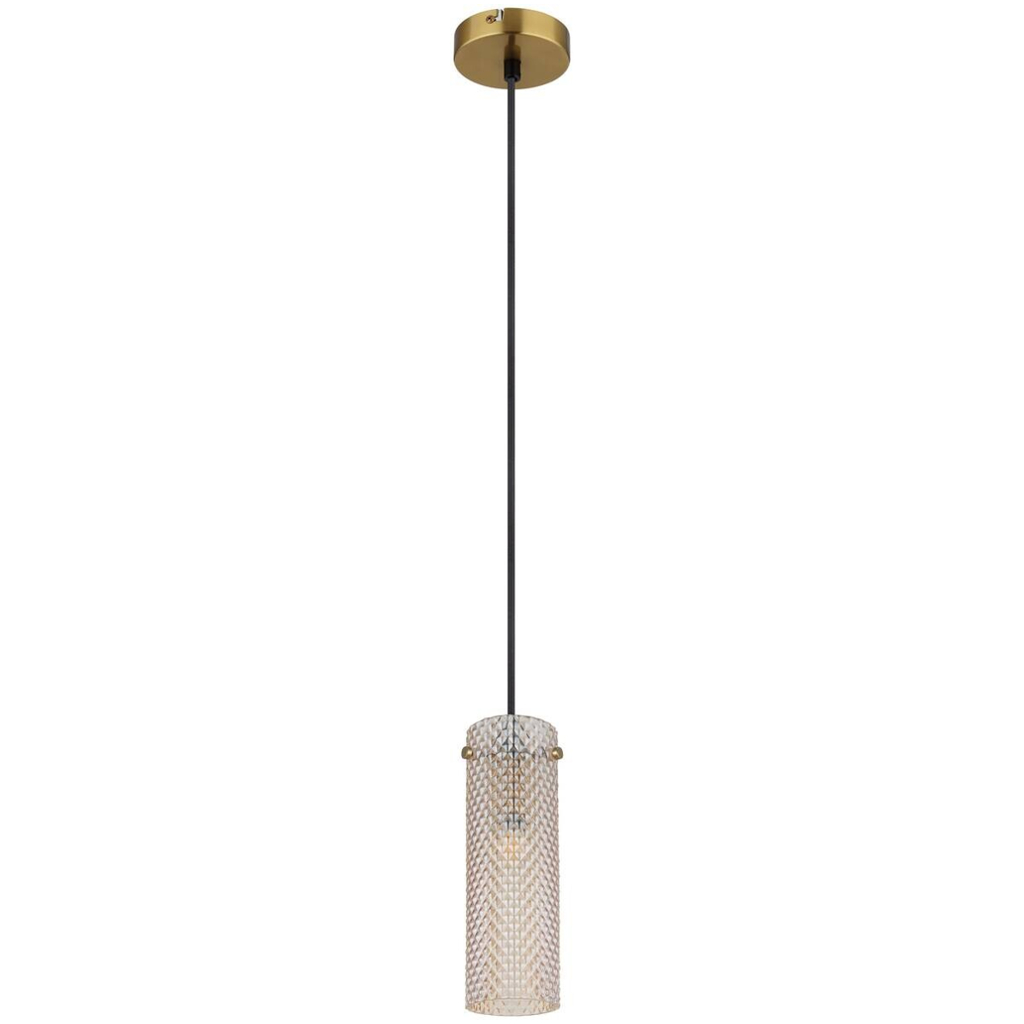 GLOBO Pendelleuchte amber gold Metall Glas H/D: ca. 120x10 cm E14 1 Brennstellen