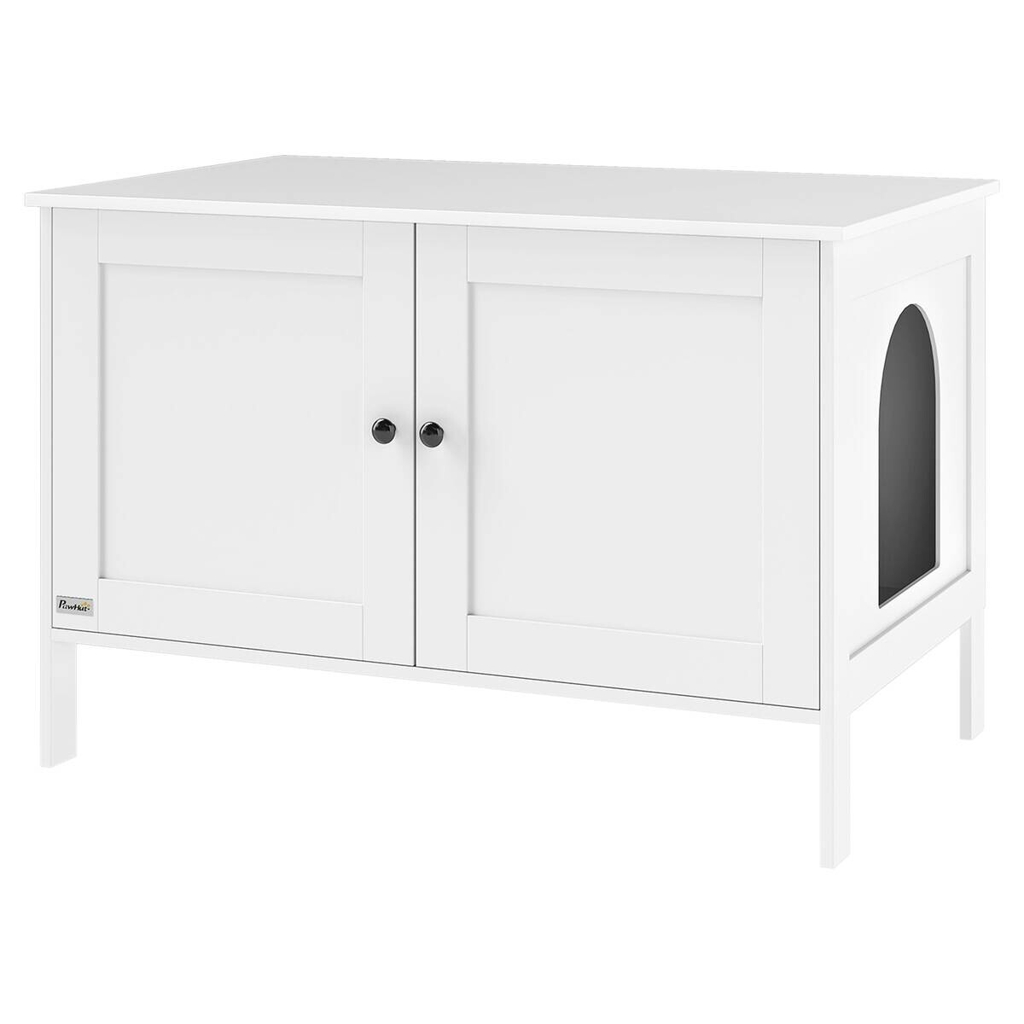 PawHut Katzenklo Schrank weiß MDF B/H/L: ca. 51x54x80 cm