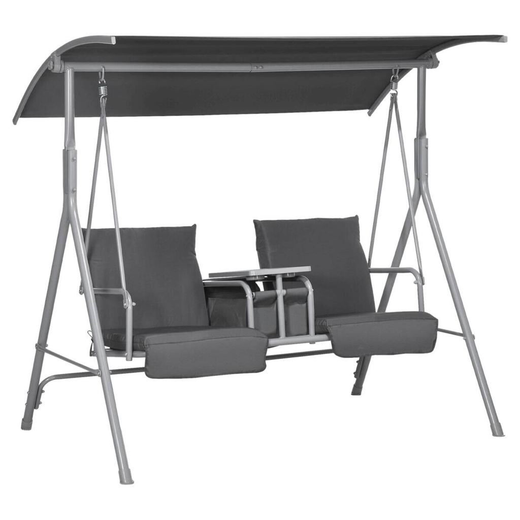 Outsunny Hollywoodschaukel schwarz Metall B/H/L: ca. 110x165x175 cm