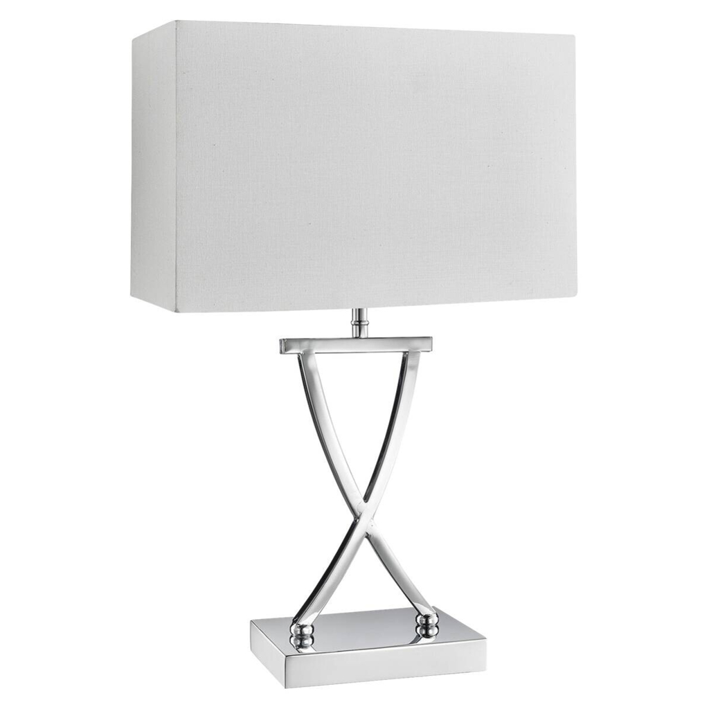 Searchlight Tischlampe Club Chrom weiß Stahl B/H/L: ca. 20x48,5x31 cm E14 1 Brennstellen