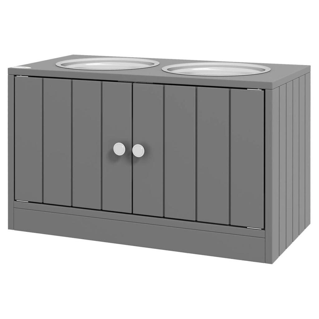 PawHut Futterstation grau MDF B/H/L: ca. 30x35,5x60 cm