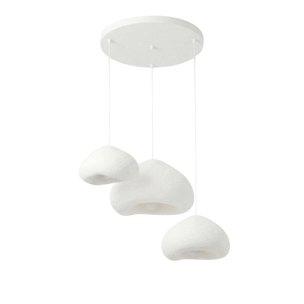 Opviq Pendelleuchte weiß Fiberglas Metall B/H/T/L/D: ca. 82x115x82x82x82 cm E27 3 Brennstellen