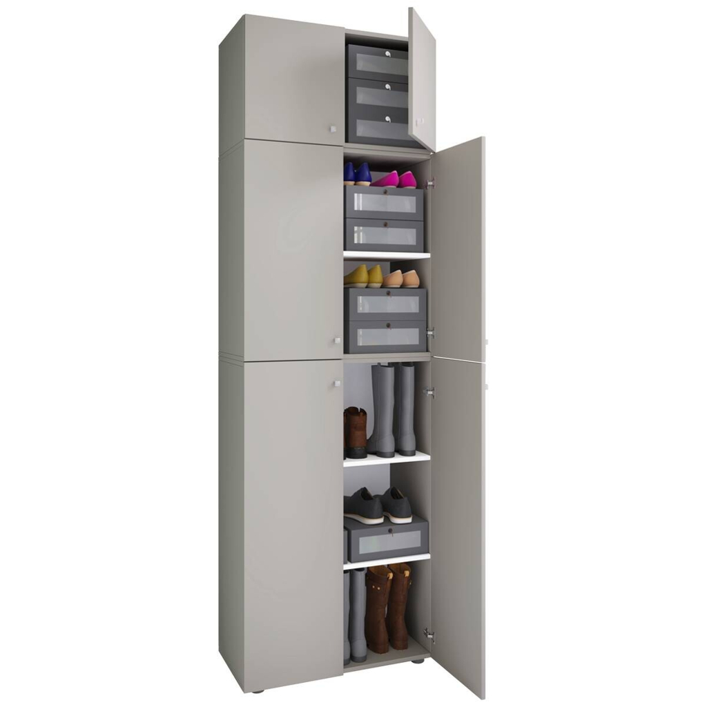 Schuhschrank Lona grau weiß B/H/T: ca. 70x223x39 cm