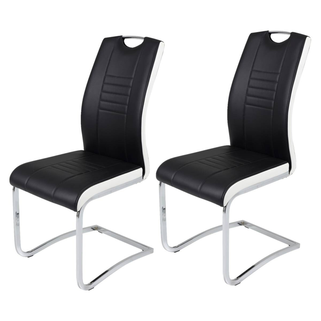 Schwingstuhl Tabea 2er Set schwarz weiß Kunstleder Kunstleder B/H/T: ca. 43x99x61 cm