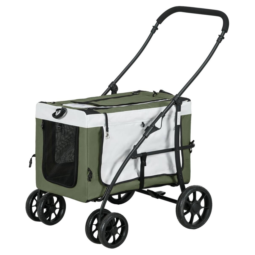 PawHut Hundewagen dunkelgrün Stahl B/H/L: ca. 58x97,5x81 cm