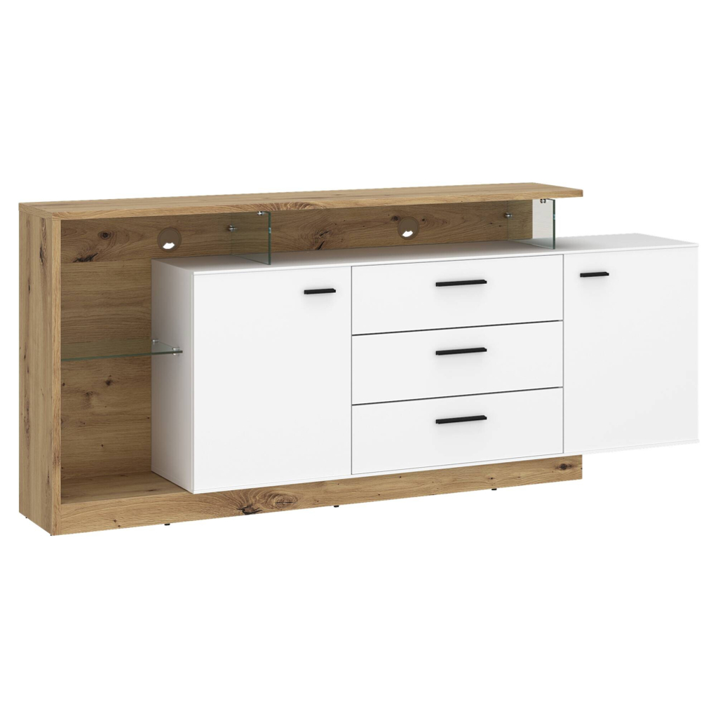 Sideboard Covelo Eiche Artisan Oak Nachbildung weiß B/H/T: ca. 192x85x40 cm