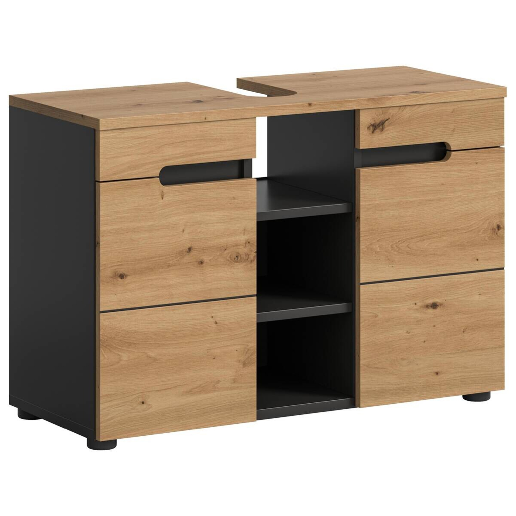Waschbeckenunterschrank Canu Basalt Eiche Artisan Nachbildung B/H/T: ca. 80x55x34 cm
