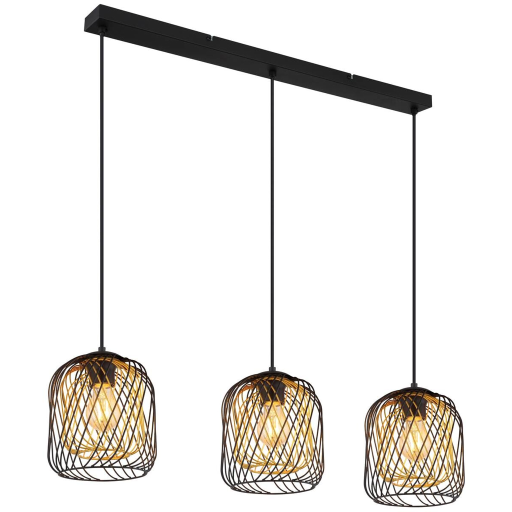 GLOBO Pendelleuchte DICHTI 15965-3HS schwarz Metall B/H/L: ca. 18x150x84 cm E27 3 Brennstellen