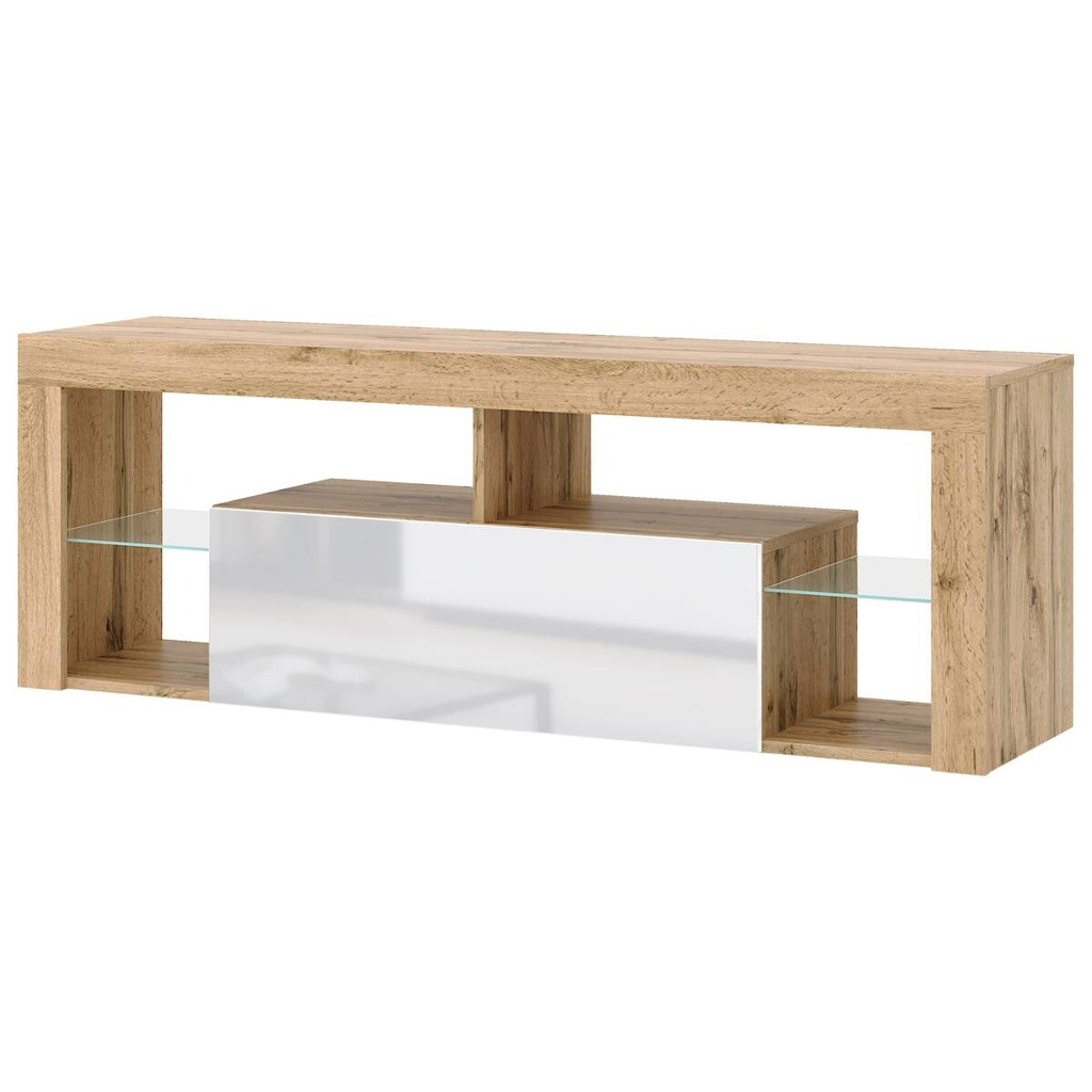 TV-Lowboard TV LOWBOARD Everest 140 Eiche Wotan Nachbildung weiß glänzend B/H/T: ca. 140x50x35 cm