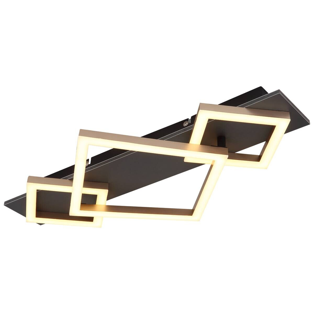 GLOBO LED-Deckenleuchte Opal mattschwarz champagner Kunststoff MDF Metall B/H/L: ca. 31,2x7,5x54 cm 1 Brennstellen