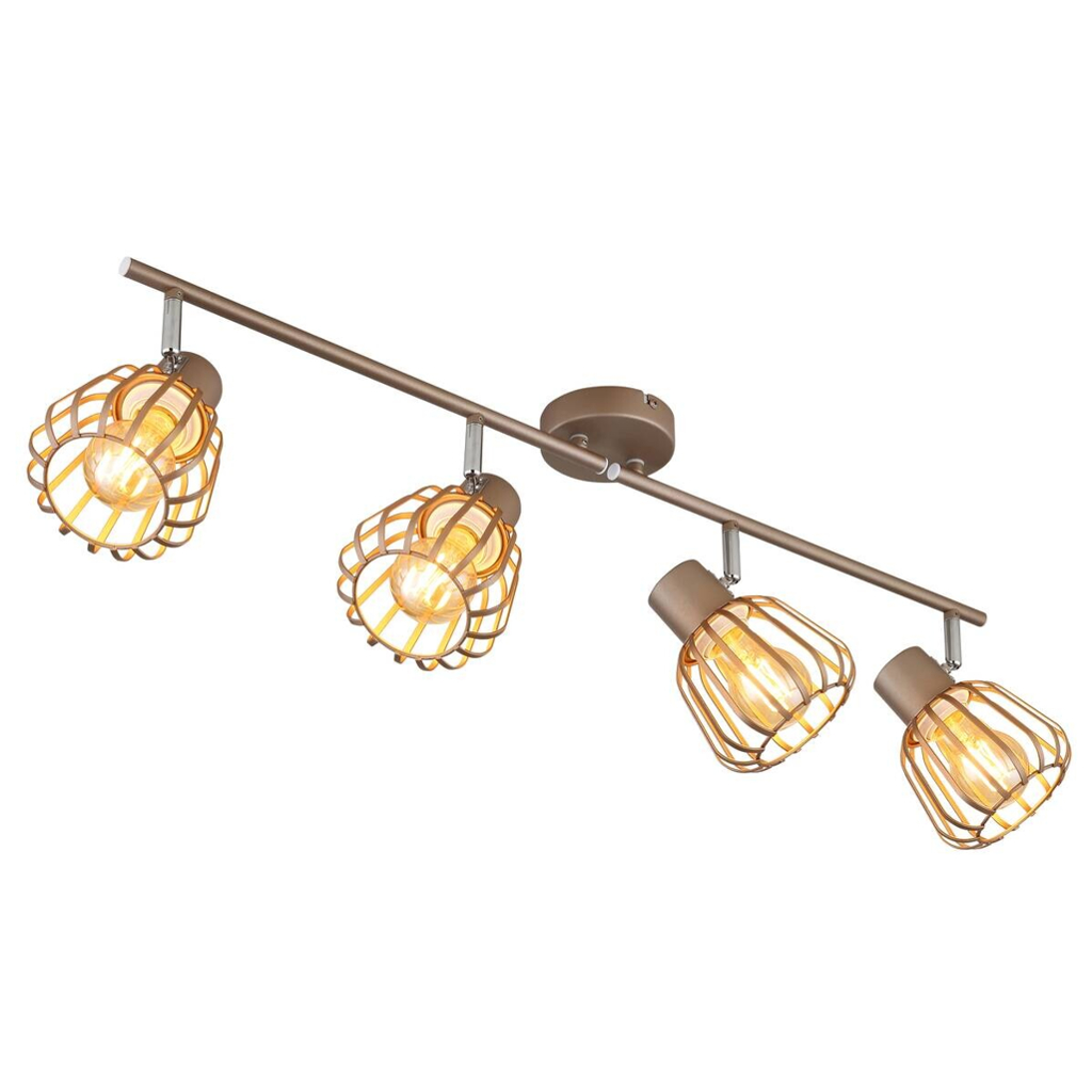 GLOBO Spot kaffee Metall B/H/T: ca. 12,5x17,5x80 cm E27 4 Brennstellen