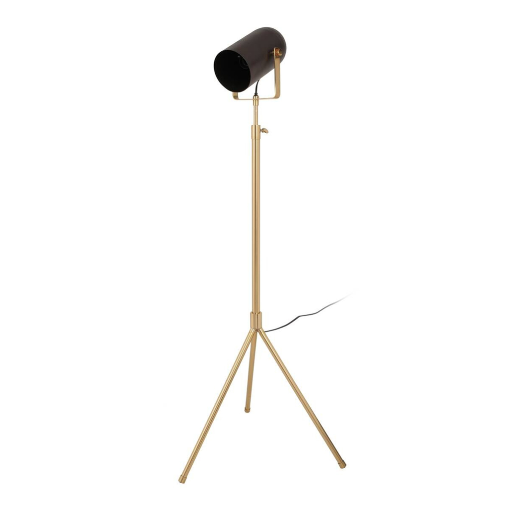 Kayoom Stehlampe gold schwarz Messing Stahl Eisen B/H/L: ca. 53x163x27 cm E27 1 Brennstellen