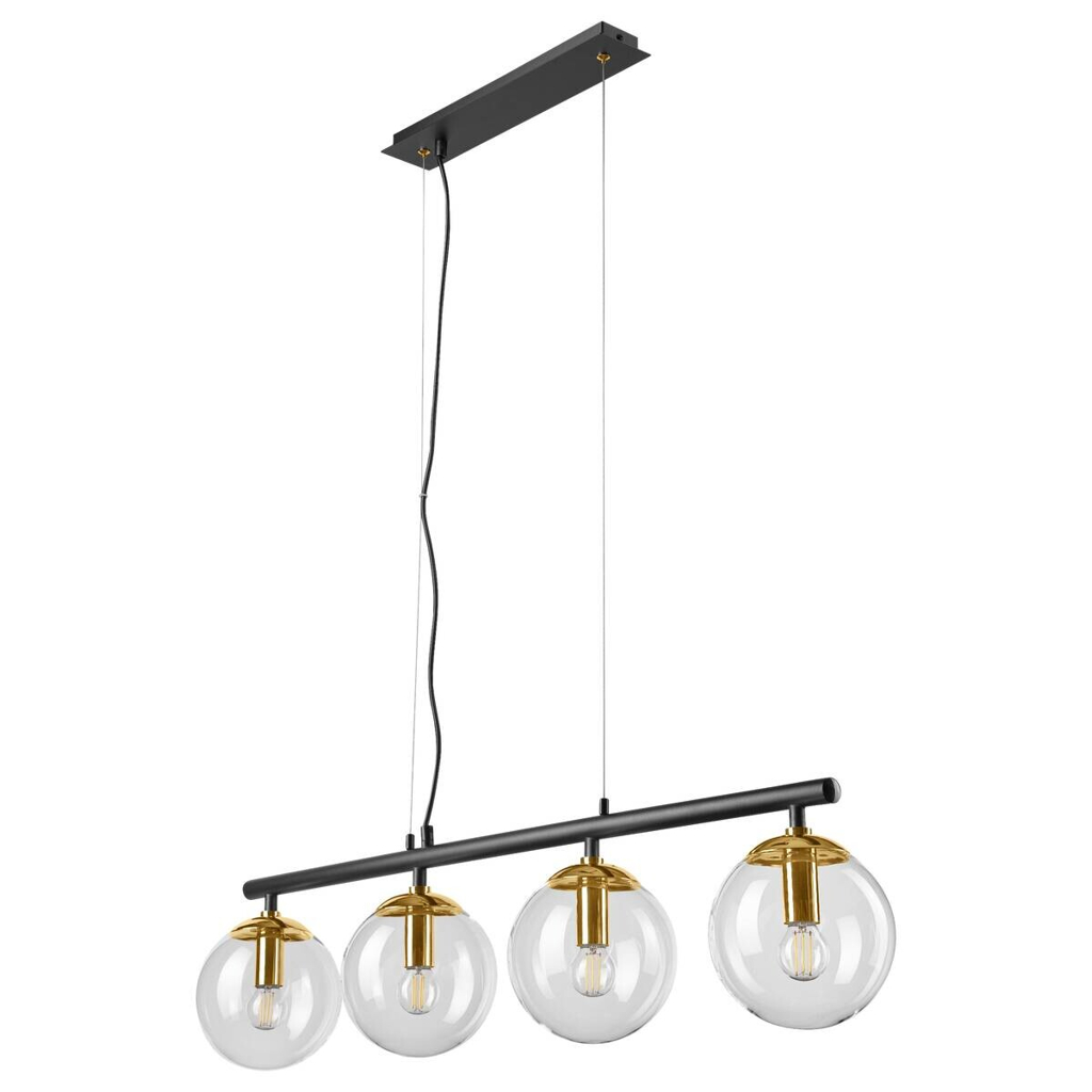 Lamkur Deckenleuchte gold Glas Stahl B/H/L: ca. 12x150x96 cm E14 4 Brennstellen