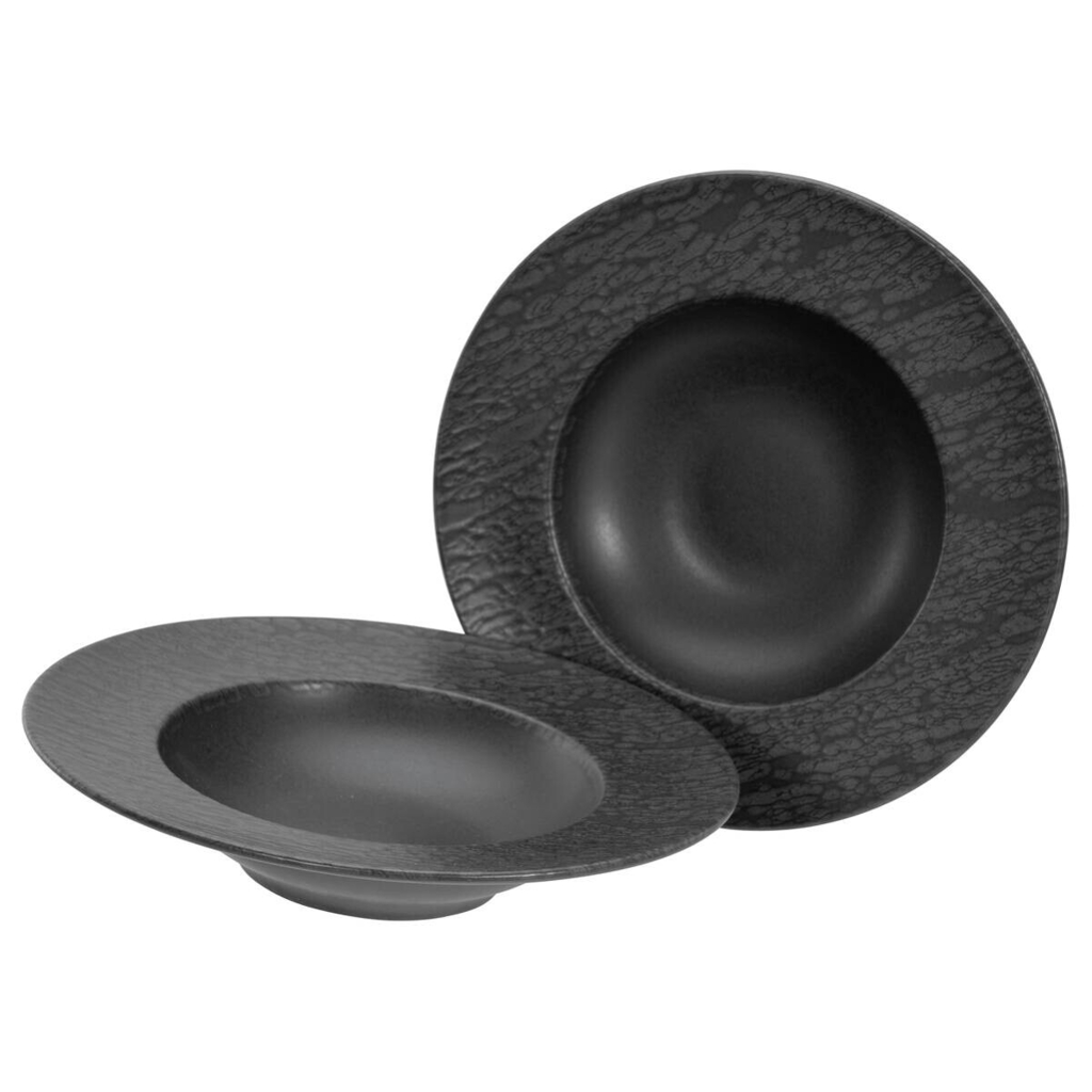CreaTable Pastateller-Set Schiefer schwarz Steinzeug H/D: ca. 6x27 cm