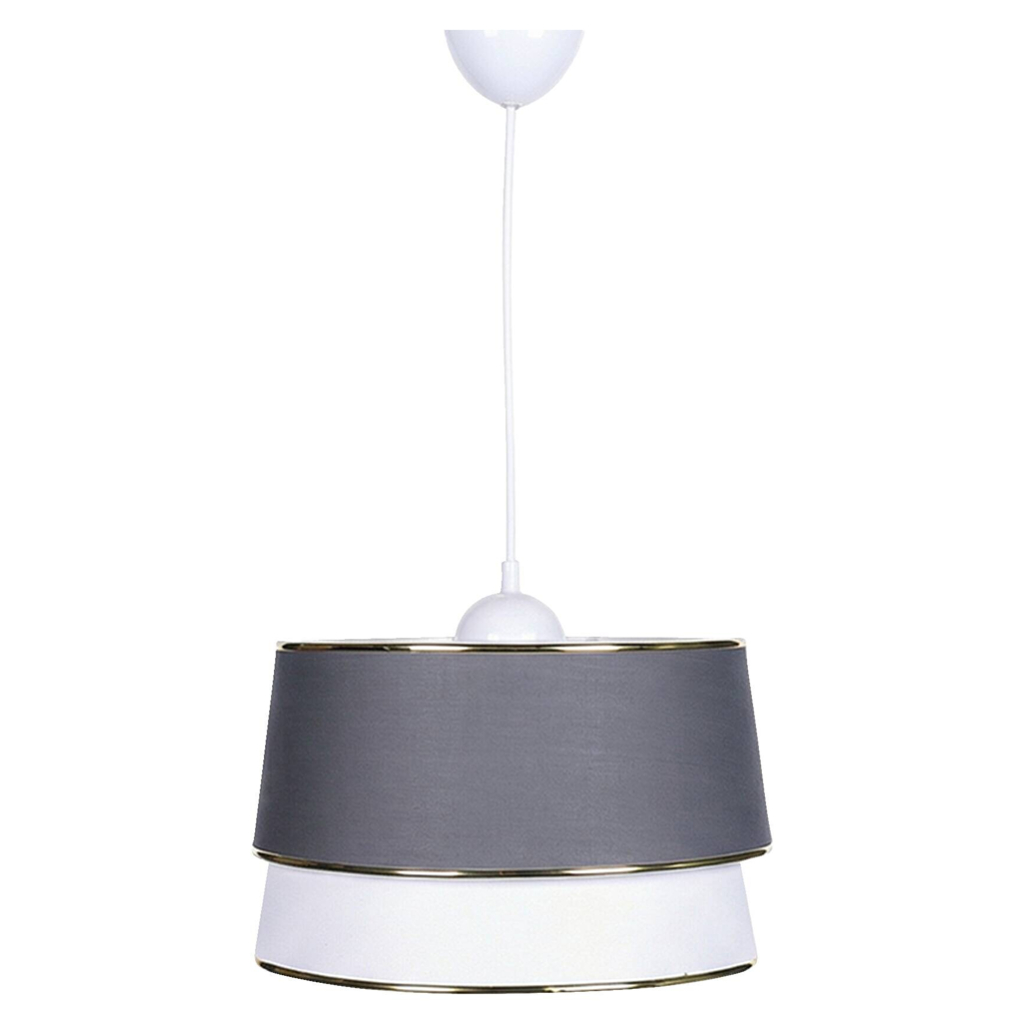 Opviq Pendelleuchte weiß grau Stoff Kunststoff B/H/T/L: ca. 30x75x30x30 cm E27 1 Brennstellen
