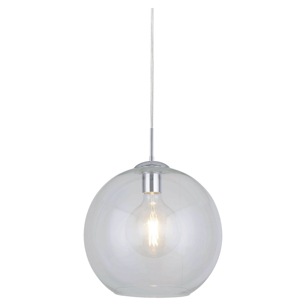 Searchlight Pendelleuchte Balls transparent Chrom Stahl Glas B/H/D: ca. 30x120x30 cm E27 1 Brennstellen