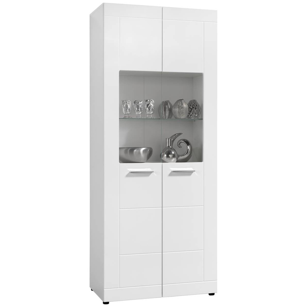 Vitrine Atlanta weiß Hochglanz perlweiß Optik B/H/T: ca. 75x188x40 cm