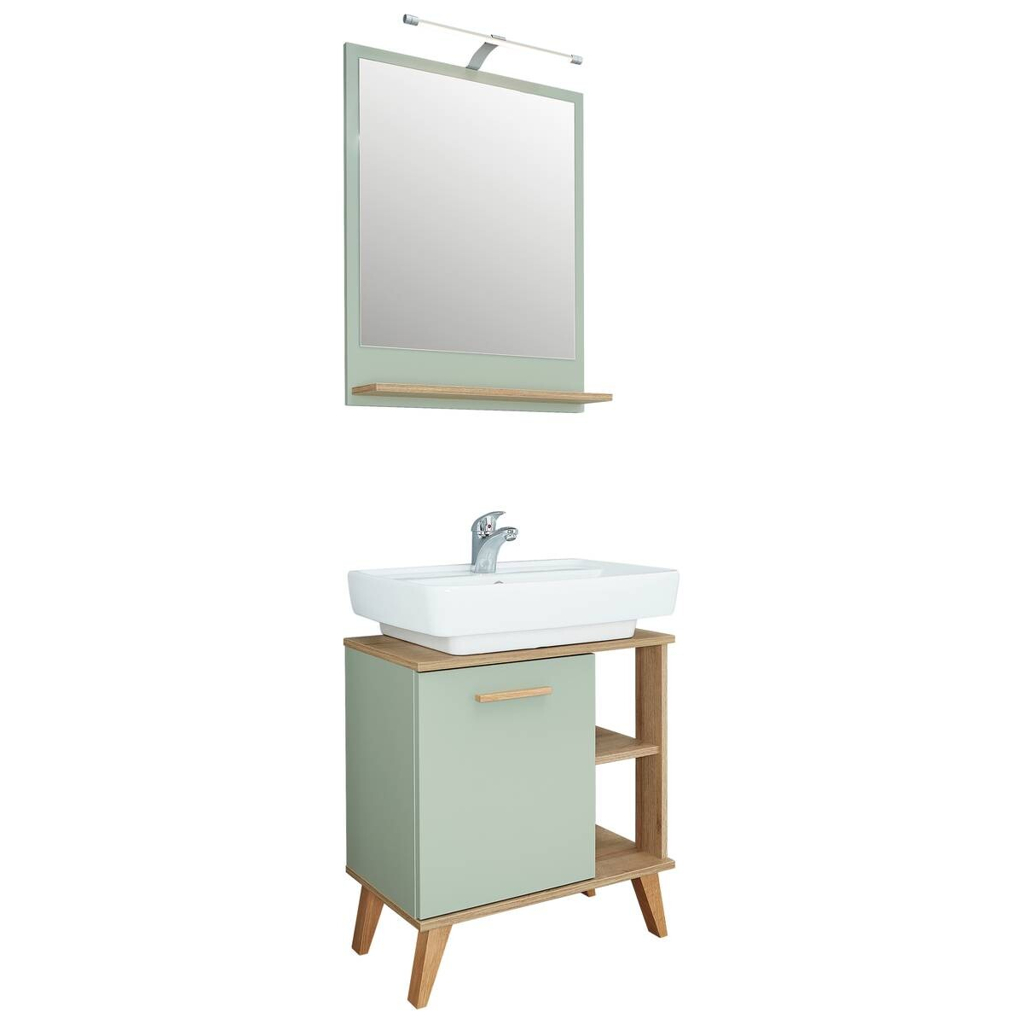 Badezimmer-Set Quickset 963 salbei Nachbildung Eiche Riviera Nachbildung B/H/T: ca. 60,5x200x33 cm