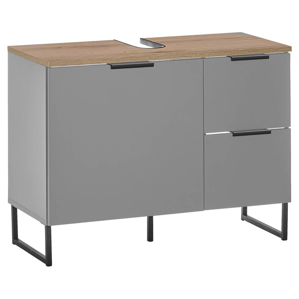 Waschbeckenunterschrank Denver grau matt Eiche Evoke Coast Nachbildung B/H/T: ca. 80x60x35 cm