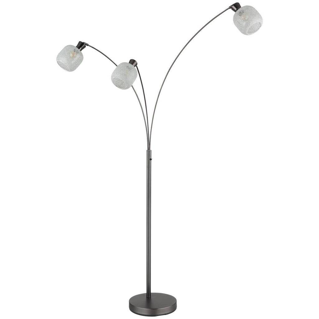 GLOBO Stehlampe Chrom schwarz Metall Glas B/H/L: ca. 14x133x35 cm 3 Brennstellen