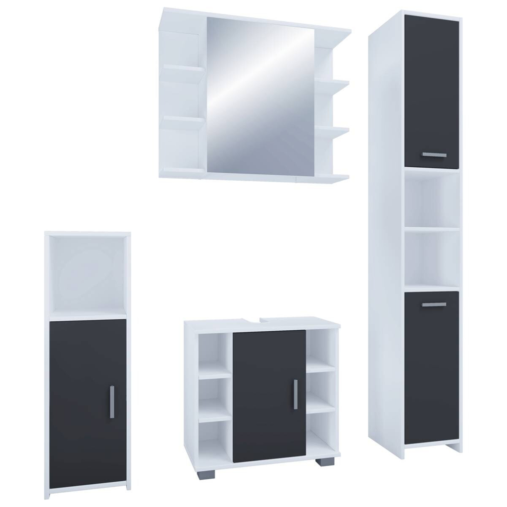 Badezimmer-Set Zalo weiß schwarz B/H/T: ca. 140x180x30 cm