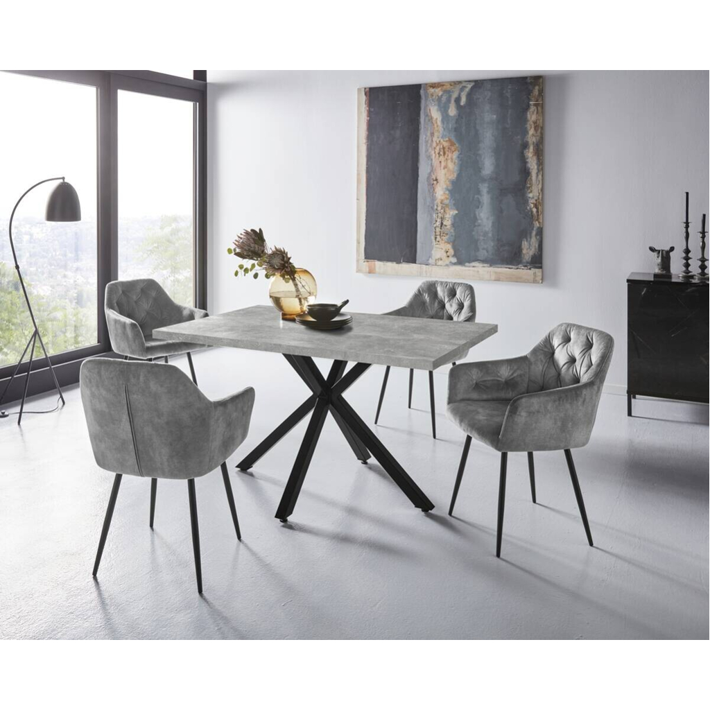 Essgruppe Cleo II grau Beton B/H/T: ca. 140x76x90 cm