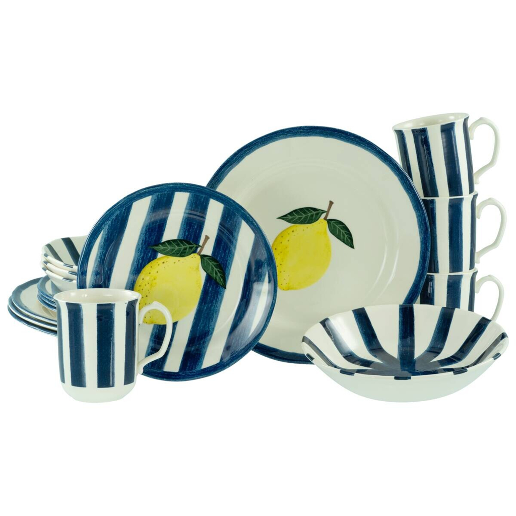 CreaTable Kombiservice Summer Stripes bunt Steingut 16 tlg.