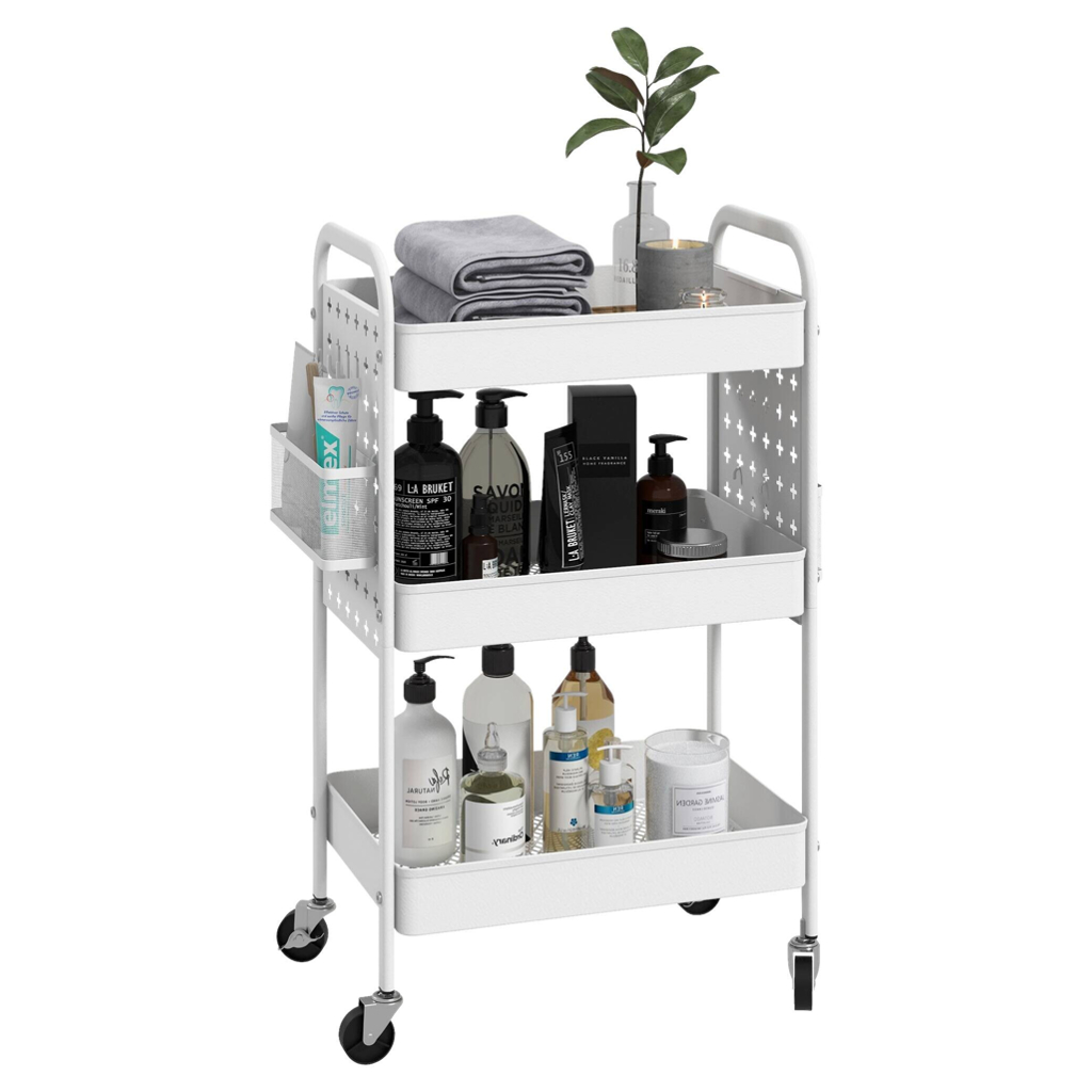 HOMCOM Küchenwagen weiß Edelstahl B/H/L: ca. 30,5x53,5x75 cm