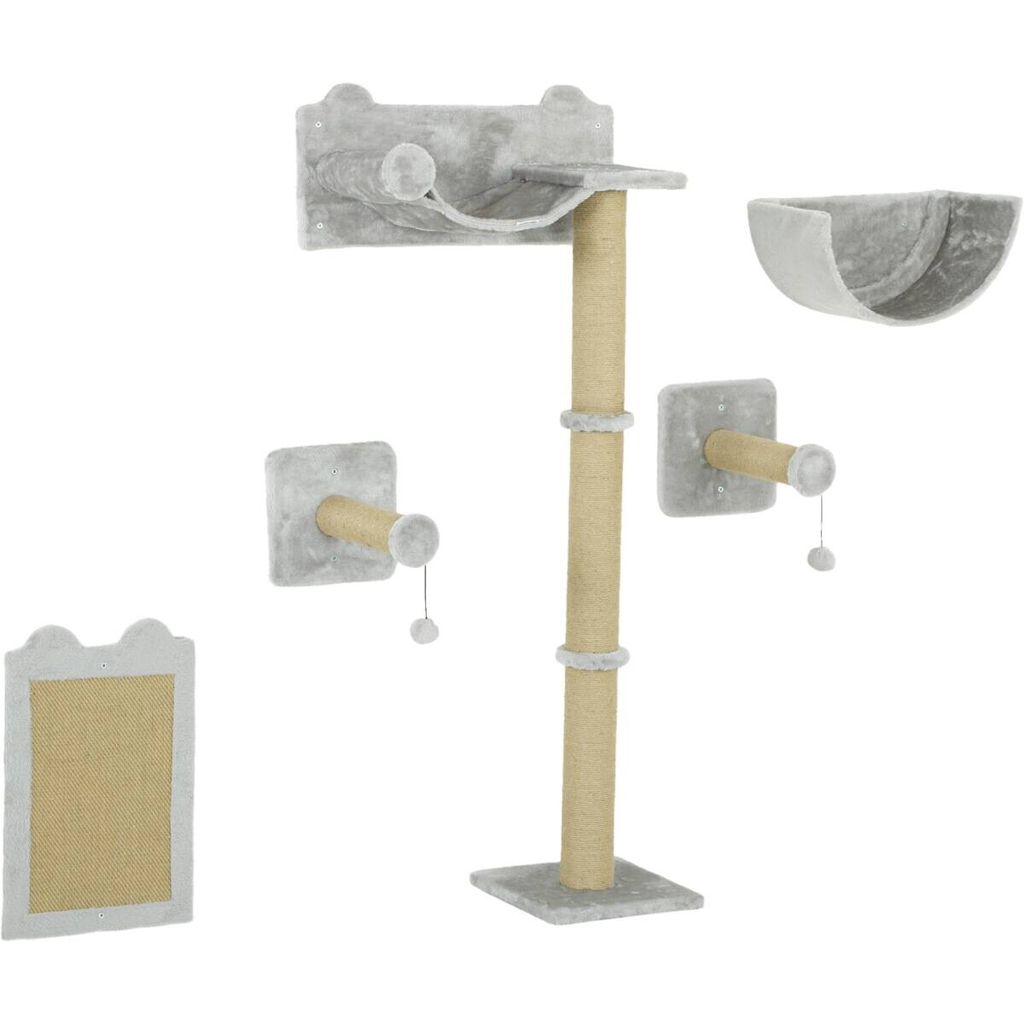 PawHut Katzen Kletterwand hellgrau Spanplatte B/H/L: ca. 32x140x60 cm
