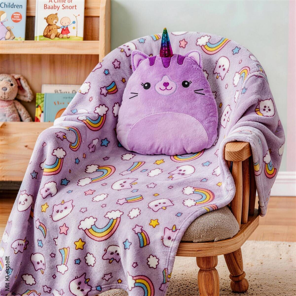 Set bestehend aus Kissen und Kuscheldecke flieder Polyester B/L: ca. 100x127 cm