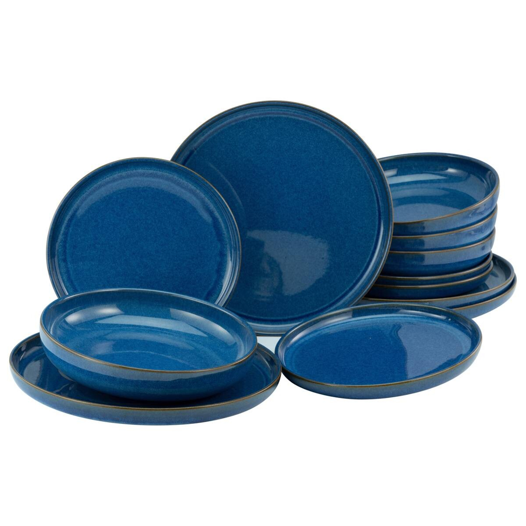 CreaTable Tafelservice uno ATLANTICO blau Steinzeug 12 tlg.