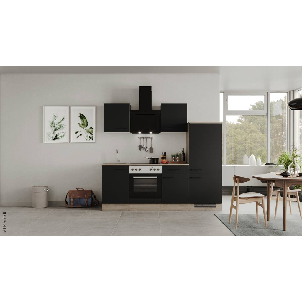 Küchenblock Capri schwarz matt B/H/T: ca. 220x200x60 cm