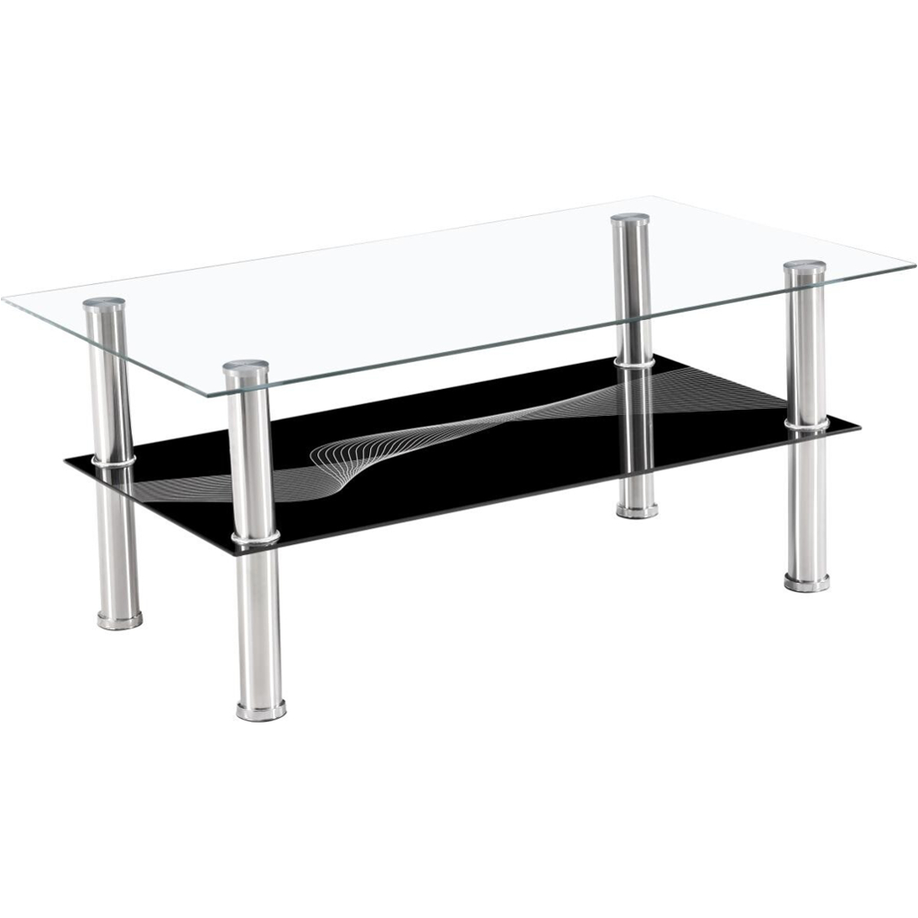 Glascouchtisch Denver glasklar schwarz lackiert B/H/T: ca. 100x43x60 cm