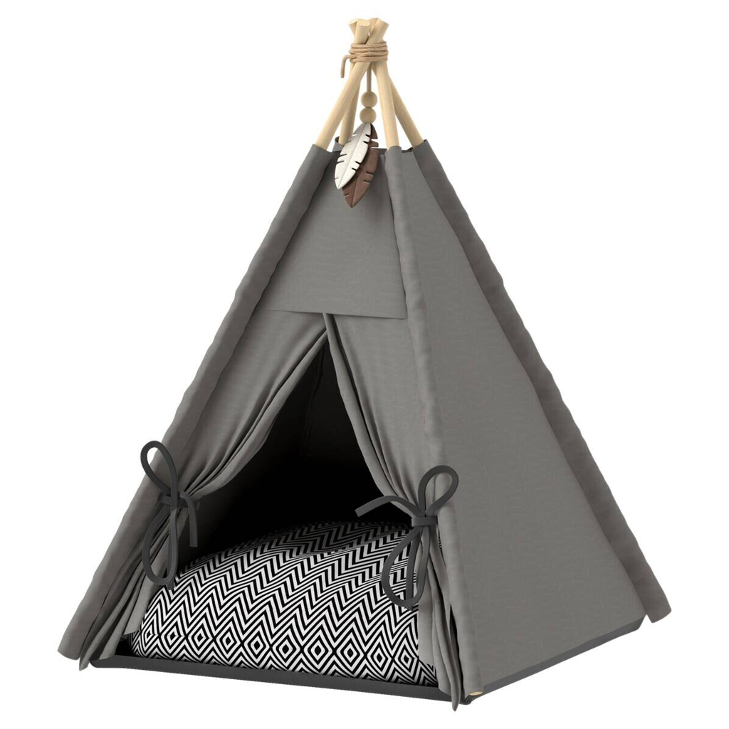 PawHut Katzenzelt grau Polyester B/H/L: ca. 60x76x60 cm