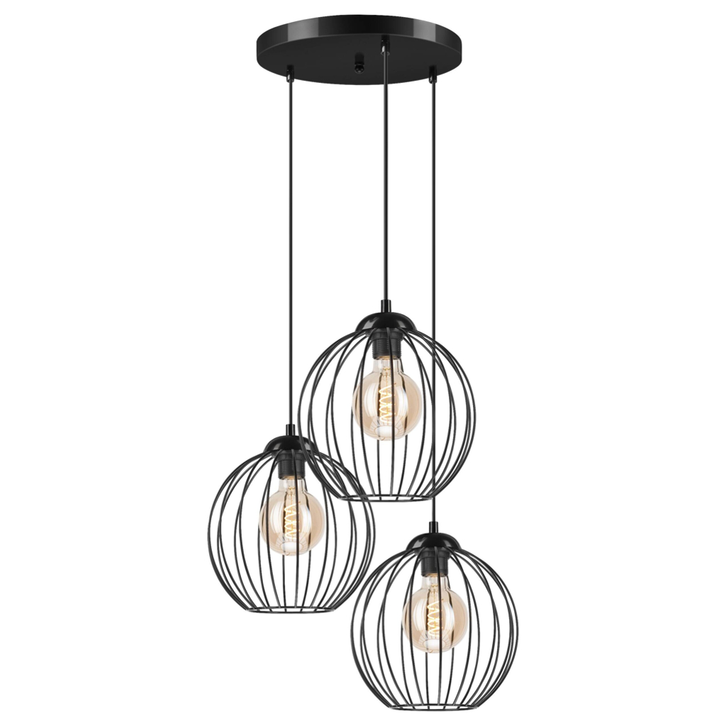 Lamkur Pendelleuchte ZOYA 45450 schwarz Stahl H/L: ca. 50x107 cm E27 3 Brennstellen