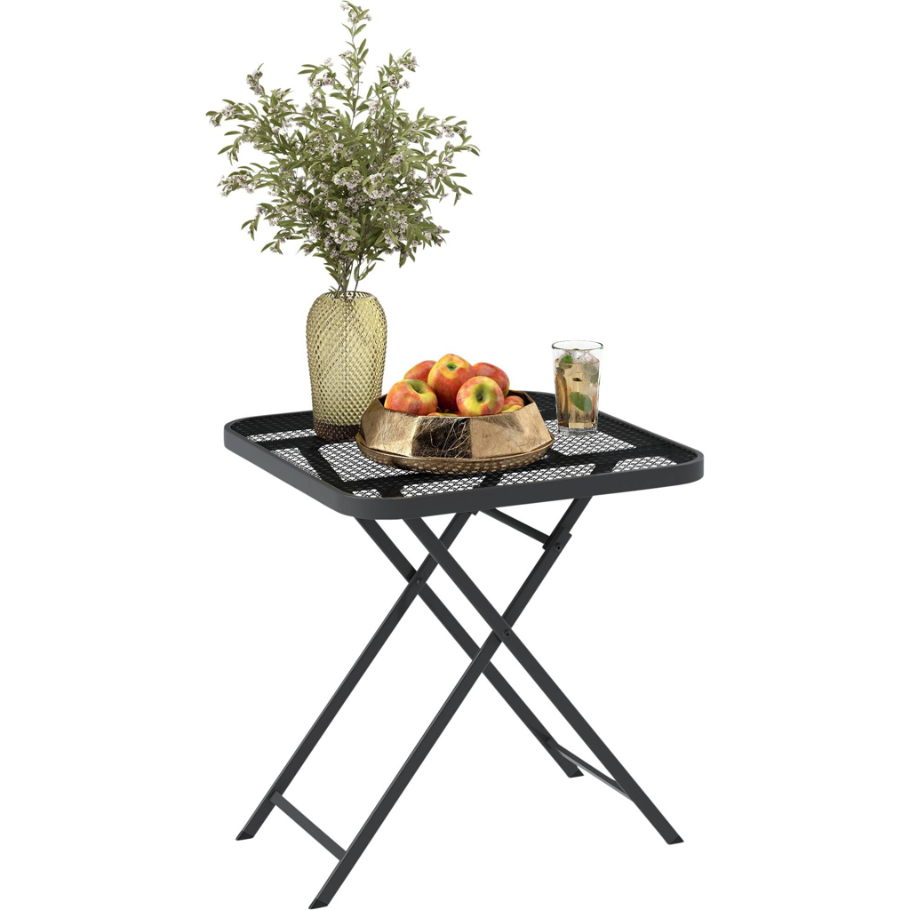 Outsunny Gartentisch schwarz Stahl B/H/L: ca. 70x72x70 cm